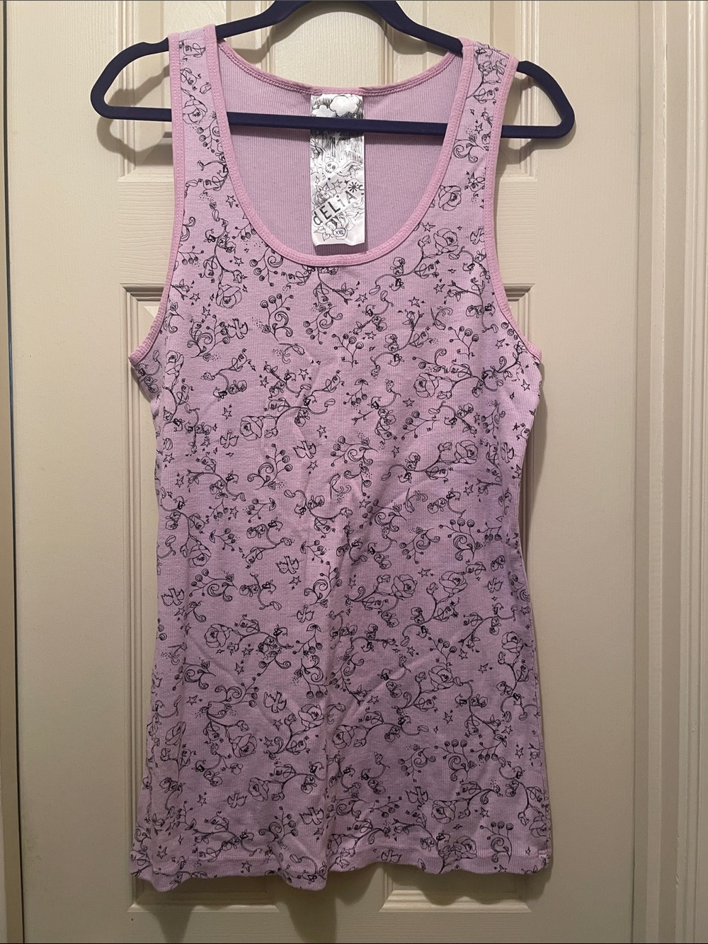 dELiA*s Lavender Pink Tank with Black Floral Print